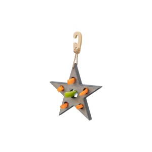 Xmas Gwiazda na przysmaki, zabawka, dla gryzoni, drewno/sizal, szara, 14 x 17 cm