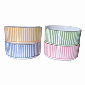 Miska ceramiczna paski złoty rant 0,4l/13cm