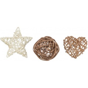 Xmas Zestaw rattanowy 3 szt., 5–6,5 cm